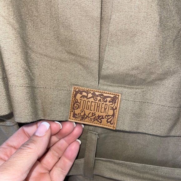 Together Vintage Womens Military Trench Coat Size 10 Khaki Green Button Lined - Picture 10 of 16